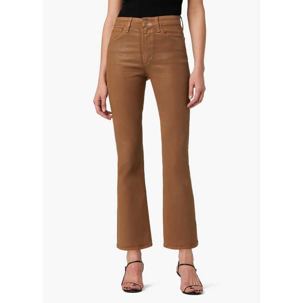 Joe's Jeans Faux Leather Coated Brown The Callie High Rise Cropped Boot Cut 31